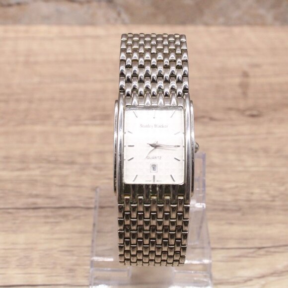 Stanley Blacker Watch Mens Silver Tone Stainless Steel Classic Rectangular Dial - Picture 2 of 10